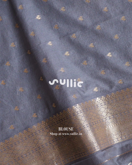 Banarasi Crepe Silk Saree in Blue Grey