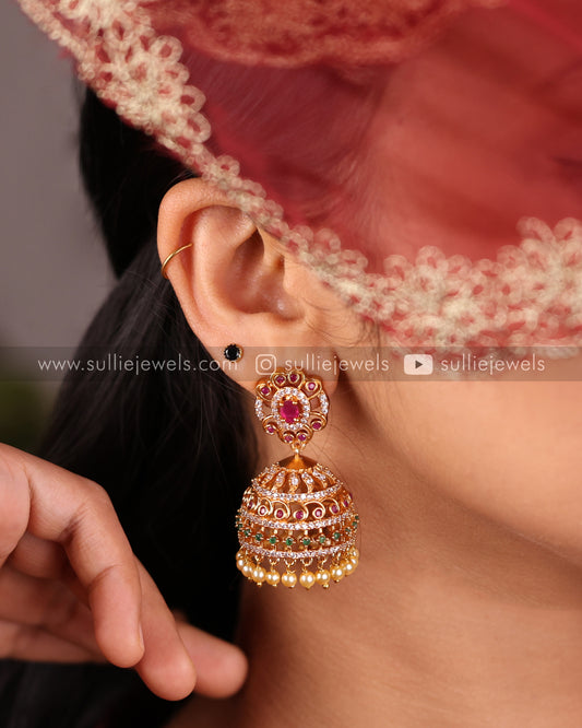 AD Jhumka with Pearl drops