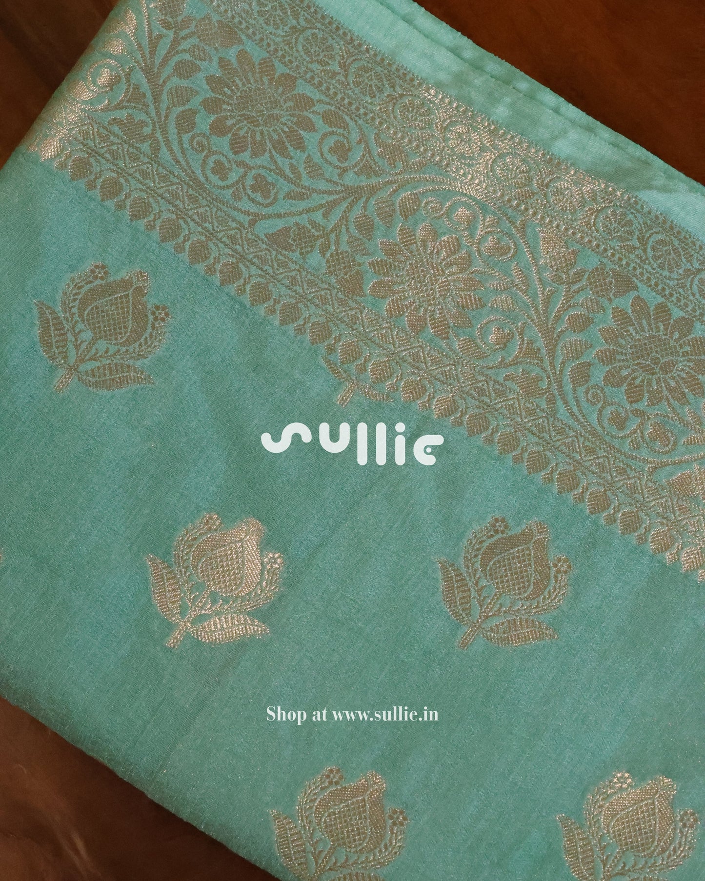 Banarasi Tussar Silk Saree in Aqua Splash / Blue-Green
