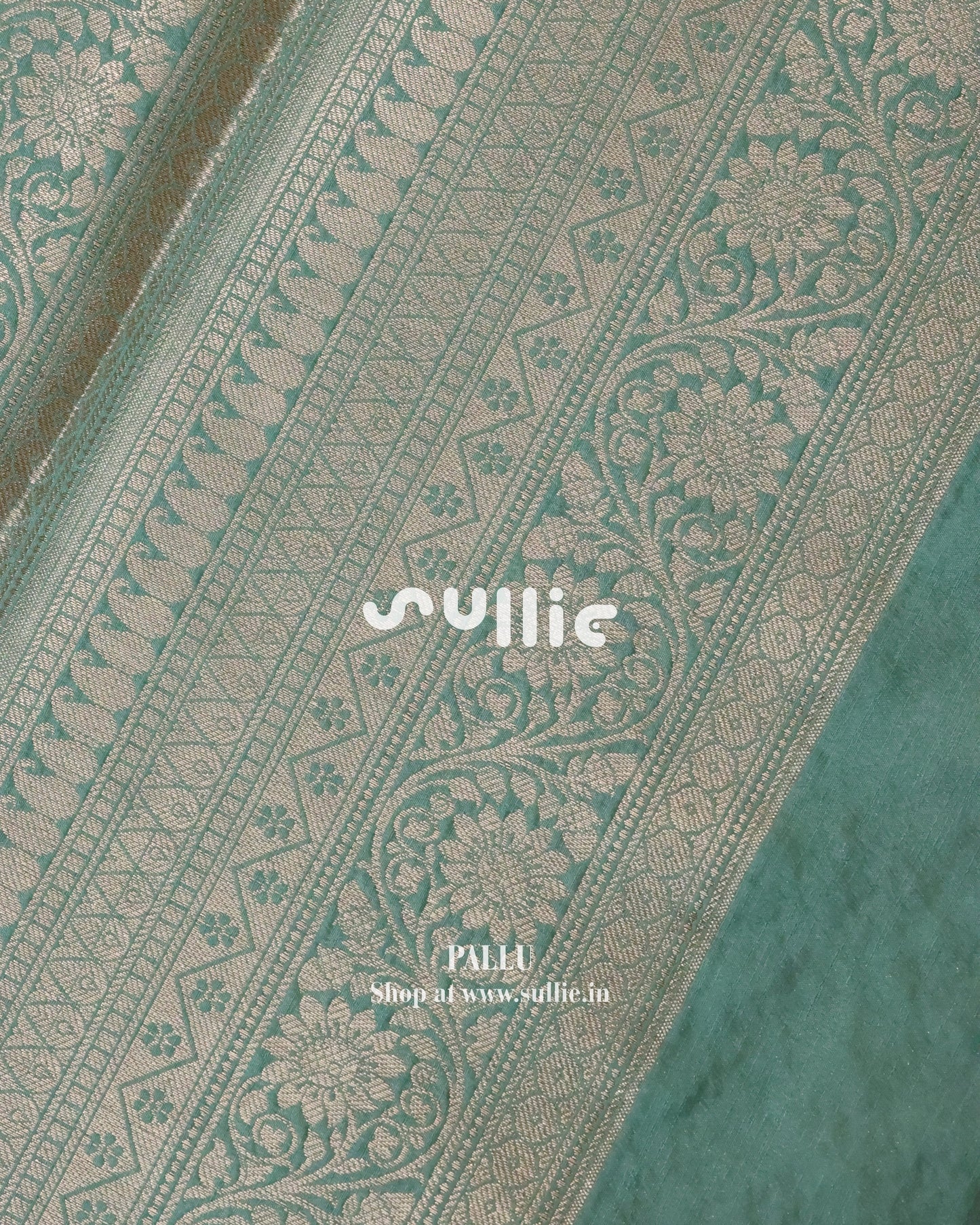 Banarasi Tussar Silk Saree in Aqua Splash / Blue-Green