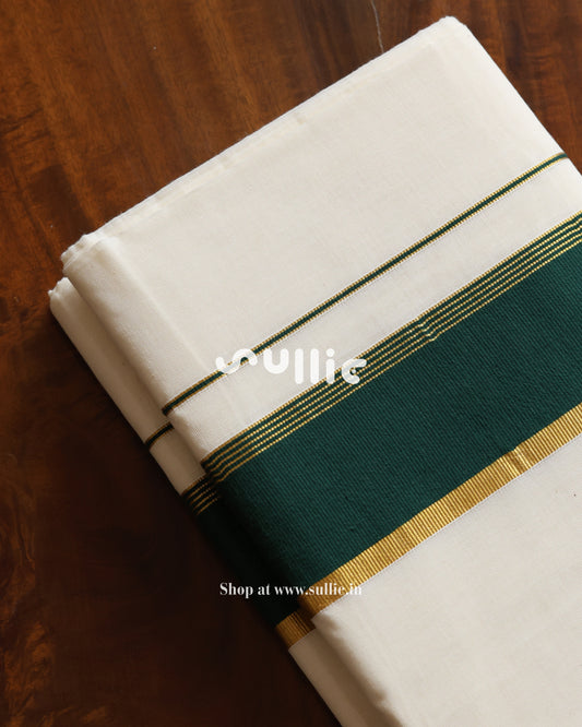 Kerala Kasavu Cotton Saree with Contrast Border | Onam Saree | Pink - Brown - Green - Red
