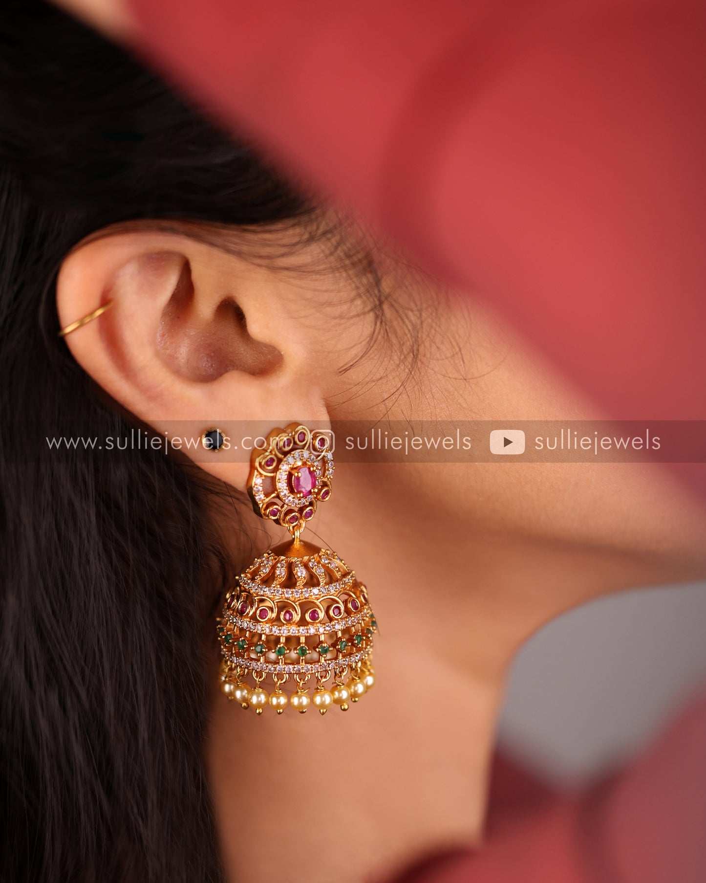 AD Jhumka with Pearl drops