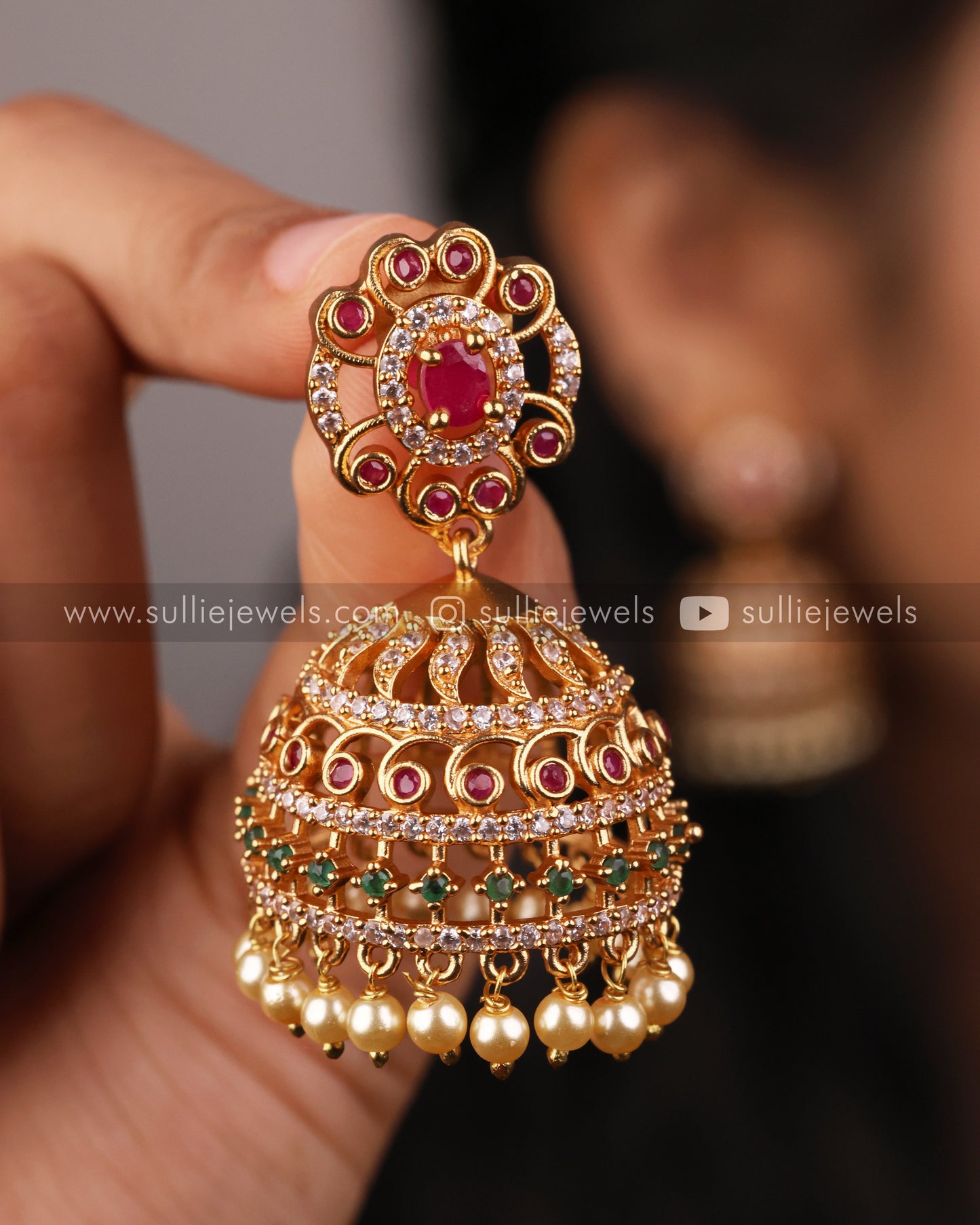 AD Jhumka with Pearl drops