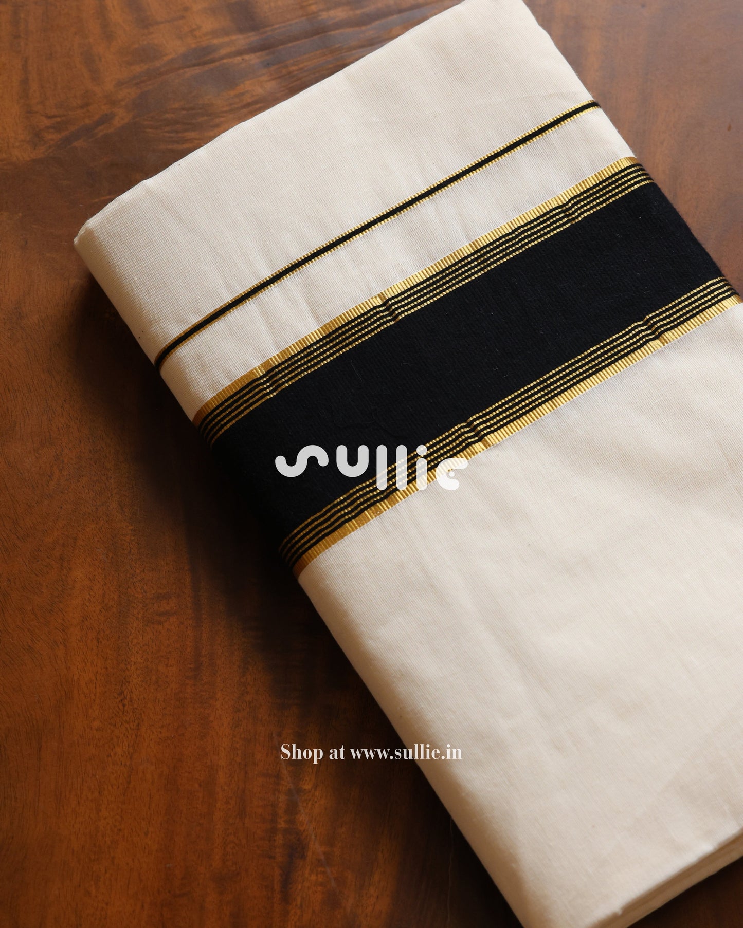 Kerala Kasavu Cotton Saree with Contrast Border | Onam Saree | Black - Pink - Blue