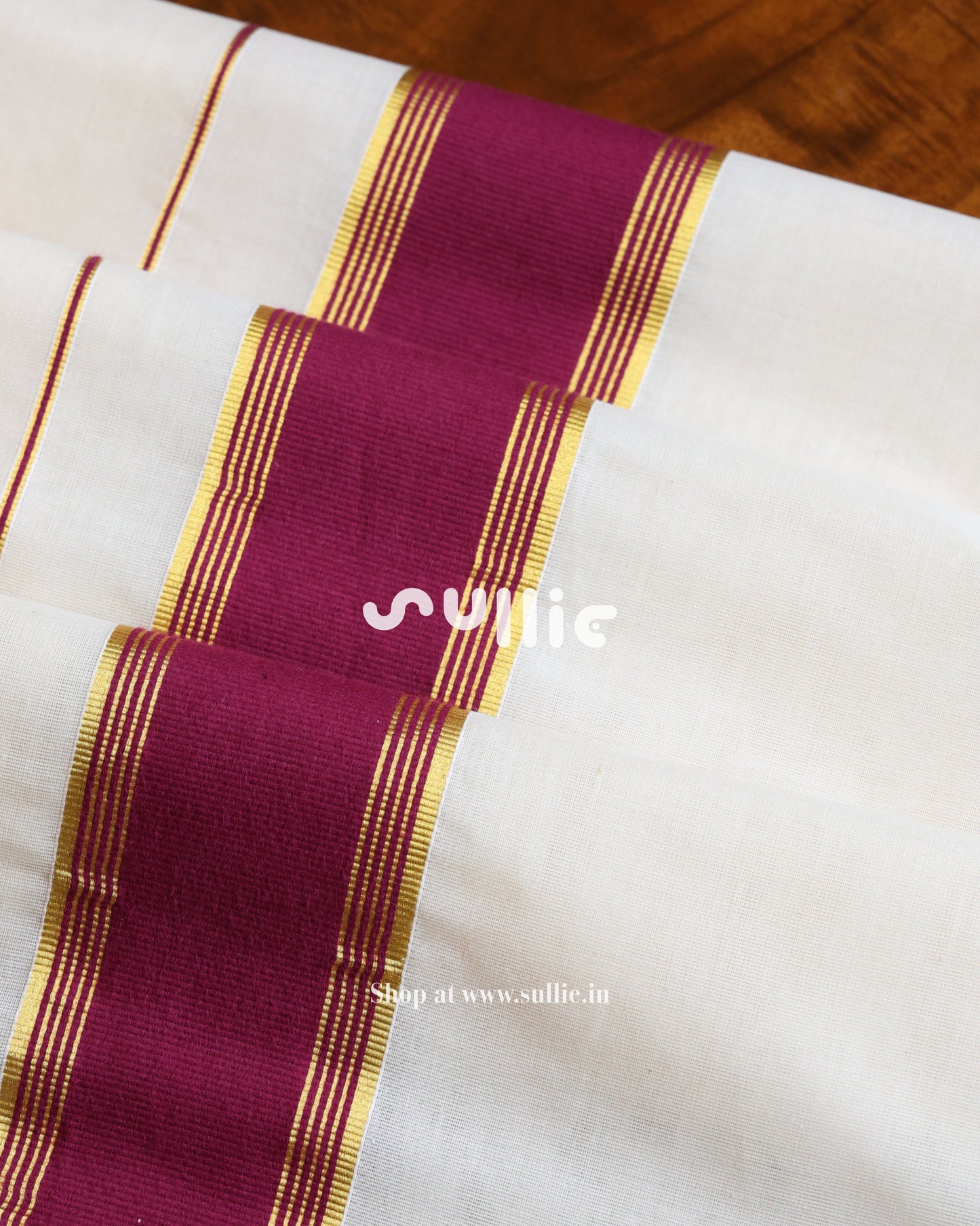 Kerala Kasavu Cotton Saree with Contrast Border | Onam Saree | Black - Pink - Blue