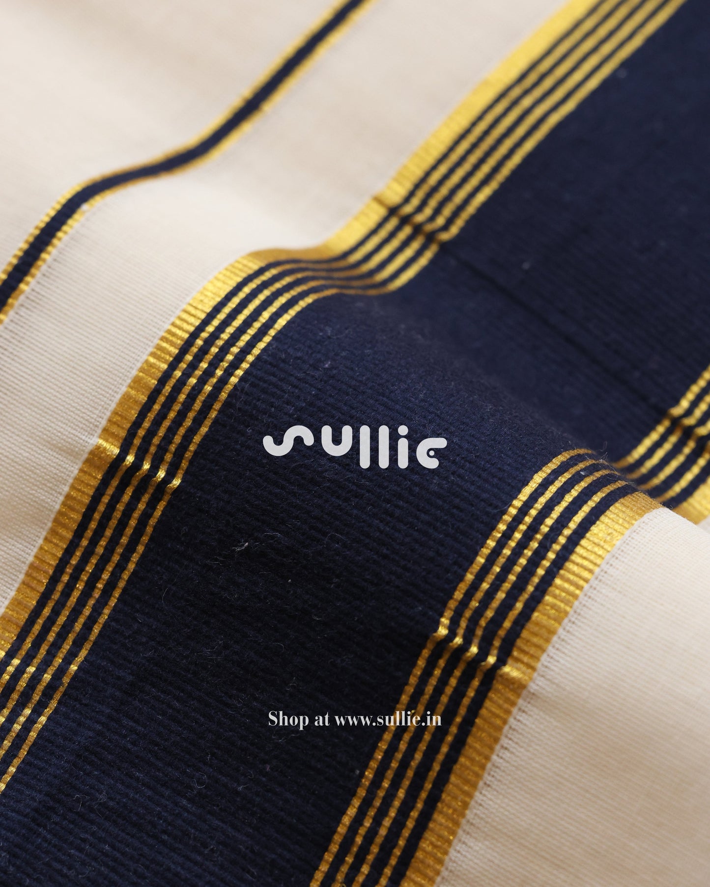Kerala Kasavu Cotton Saree with Contrast Border | Onam Saree | Black - Pink - Blue