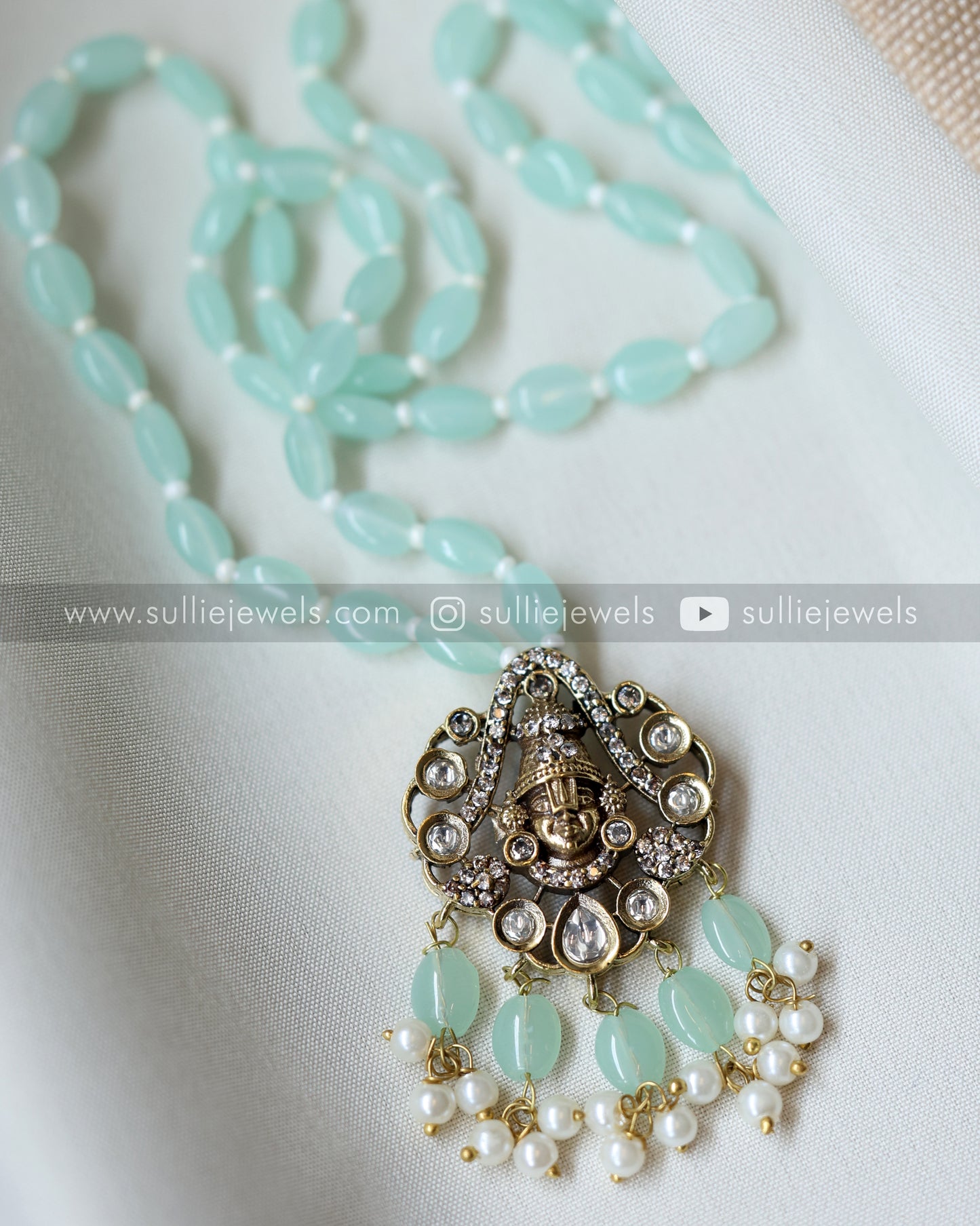 Venkateshwara Bead Pendant with earring