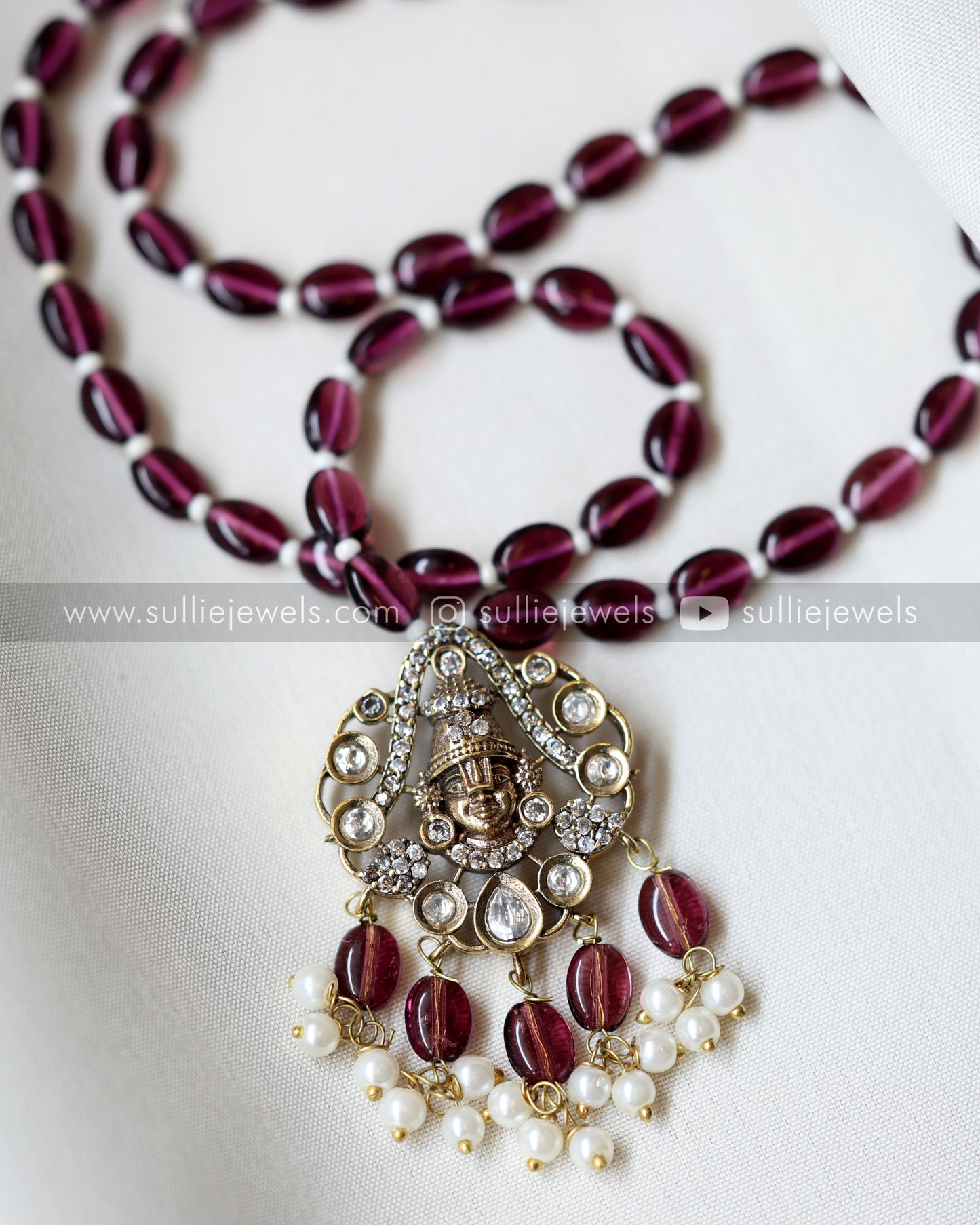 Venkateshwara Bead Pendant with earring