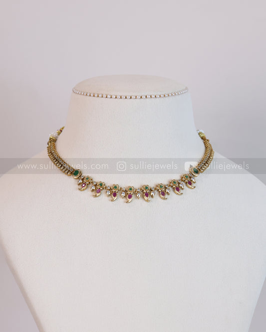 3706 - AD Gold Minimal Mango Necklace with Stud