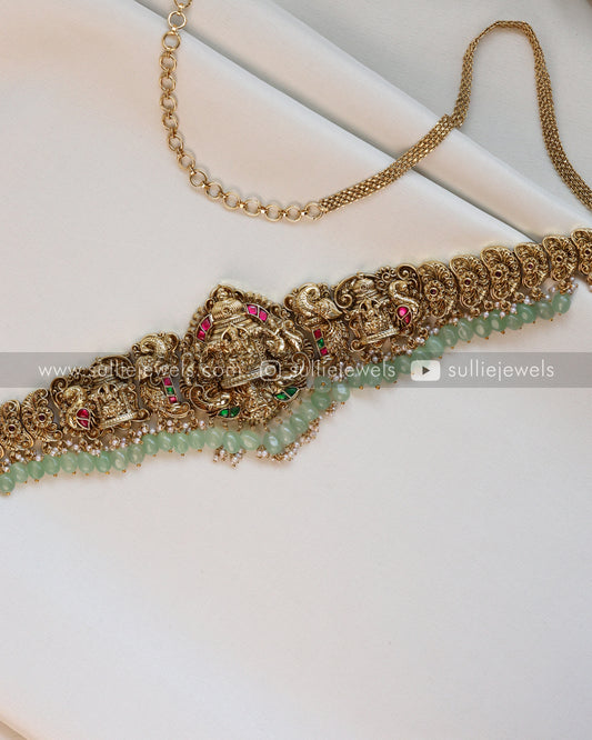 Premium Goddess Bridal Hipchain - Mint Beads