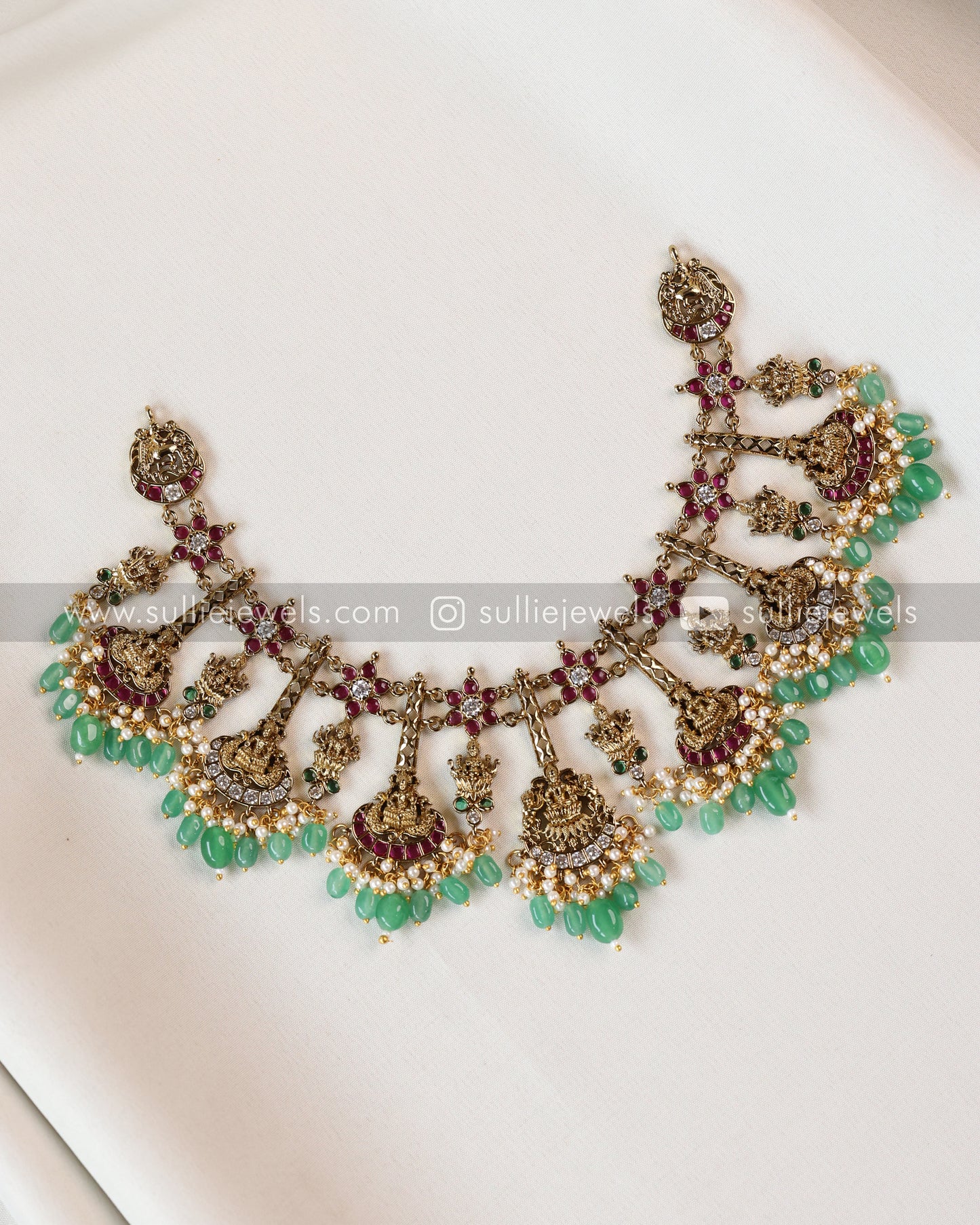 Goddess Designer Mint Beads Necklace with Earring