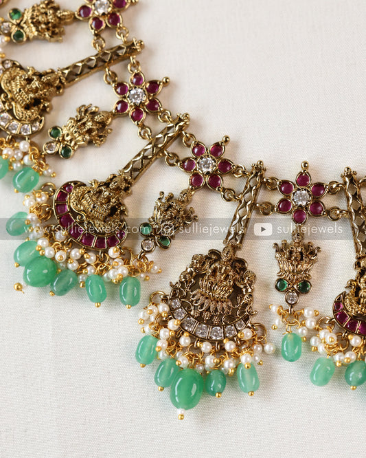 Goddess Designer Mint Beads Necklace with Earring