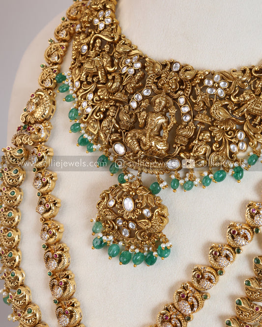 Premium Goddess Coral & Mint Beads Bridal Combo ( 4 piece )