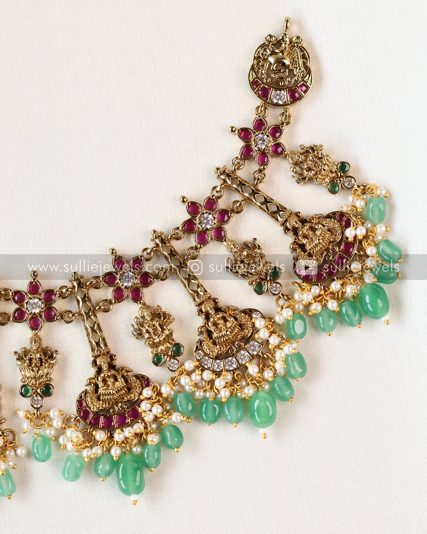 Goddess Designer Mint Beads Necklace with Earring