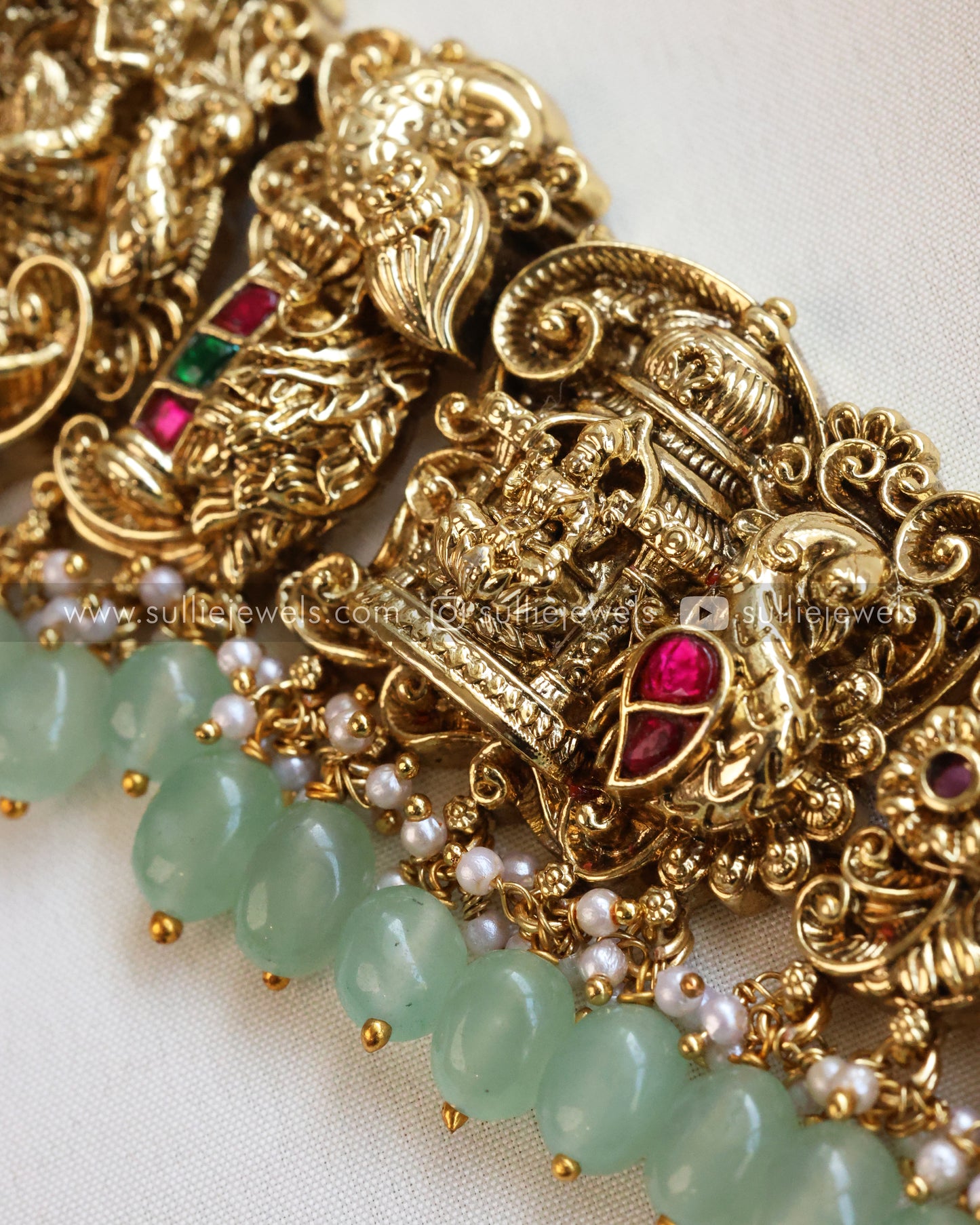 Premium Goddess Bridal Hipchain - Mint Beads