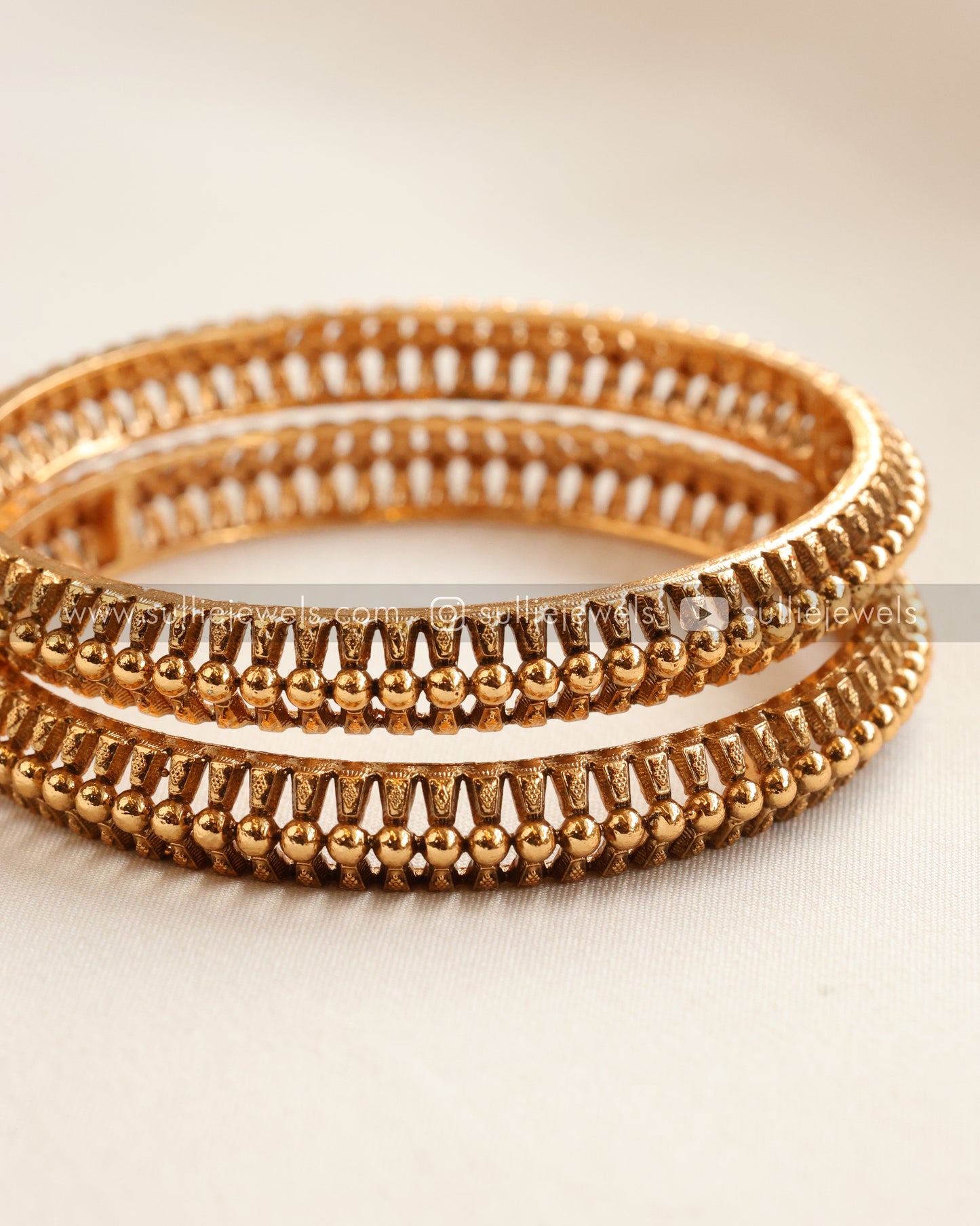 Gold Stripe Bangle - Set of 2