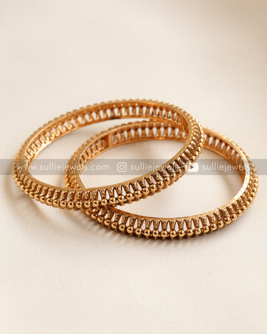 Gold Stripe Bangle - Set of 2