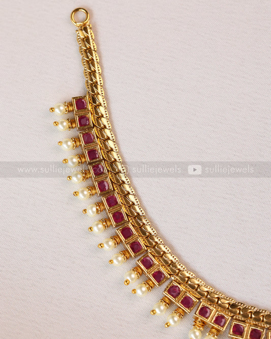 Sullie Basic - Ruby Pearl Necklace with Stud