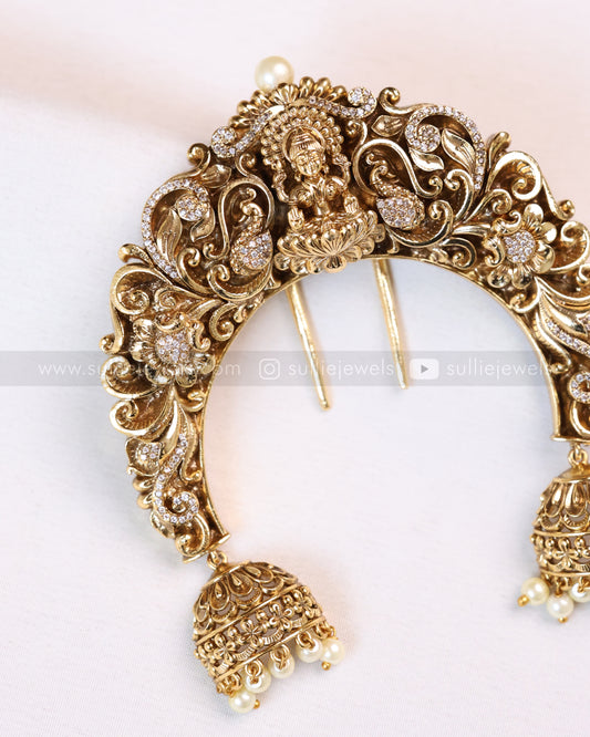 091 - Designer Stone Work Lakshmi Premium Hair Brooch