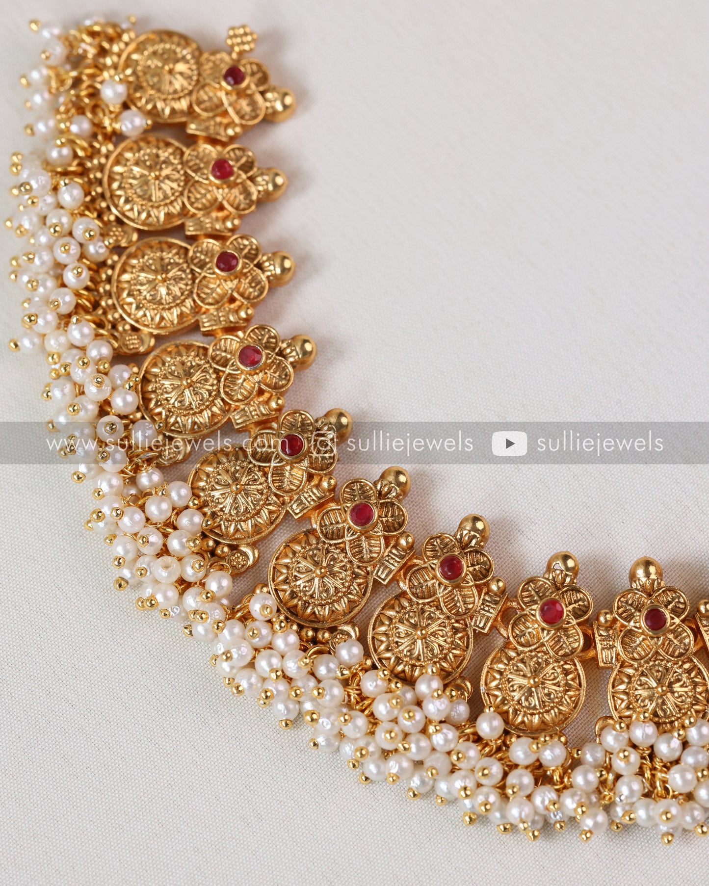 Pearl Clustered Gold Necklace