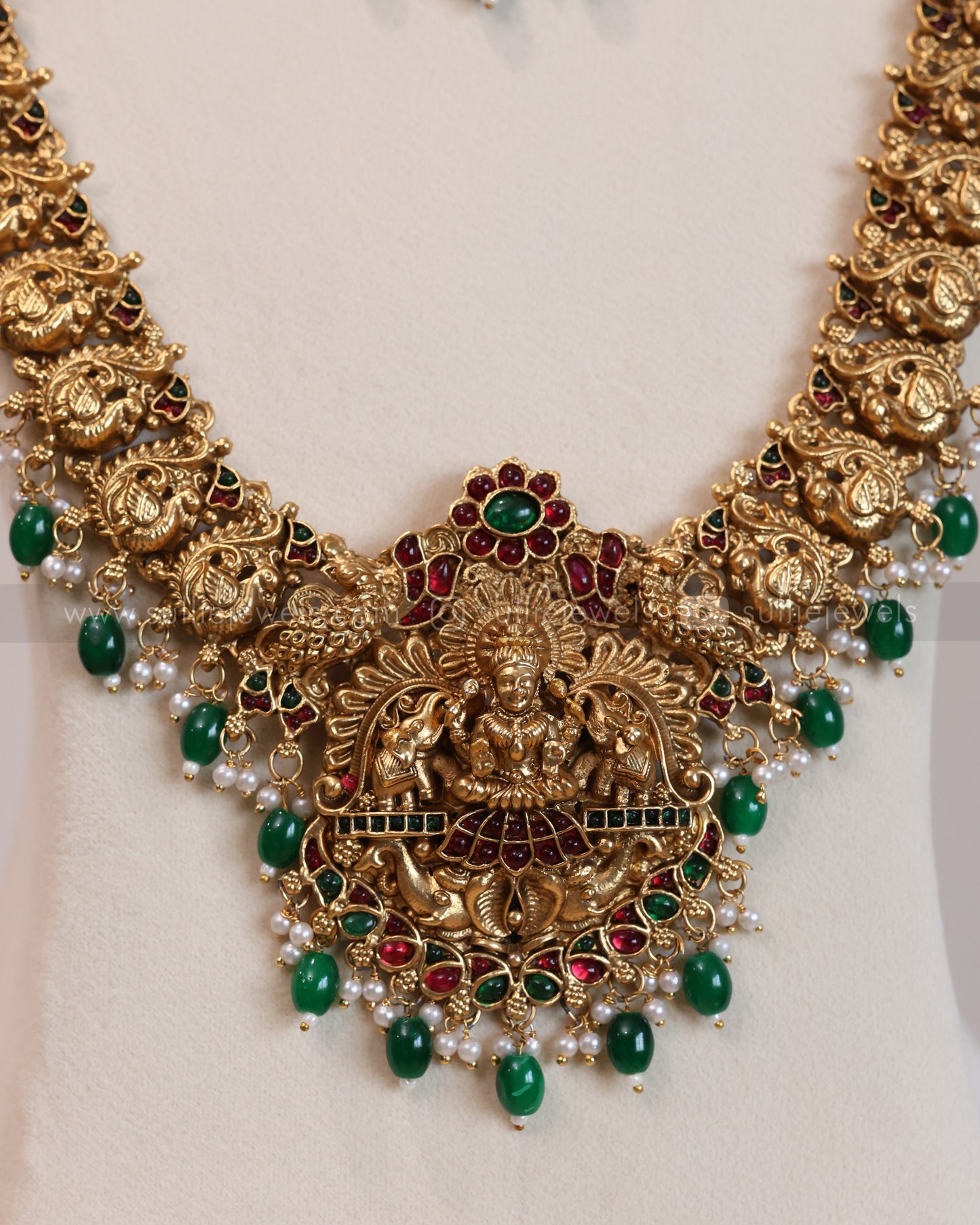 Sullie Basic - Peacock Green Beads Goddess Bridal Combo ( 3 piece )