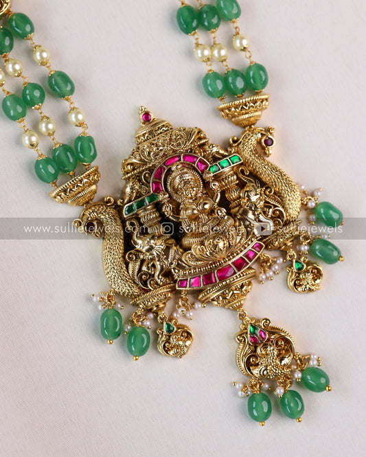Lakshmi Peacock Premium Long Chain / Haaram with Earring