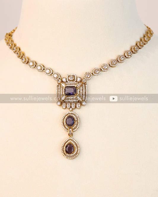 Violet Pendant Necklace with Earring