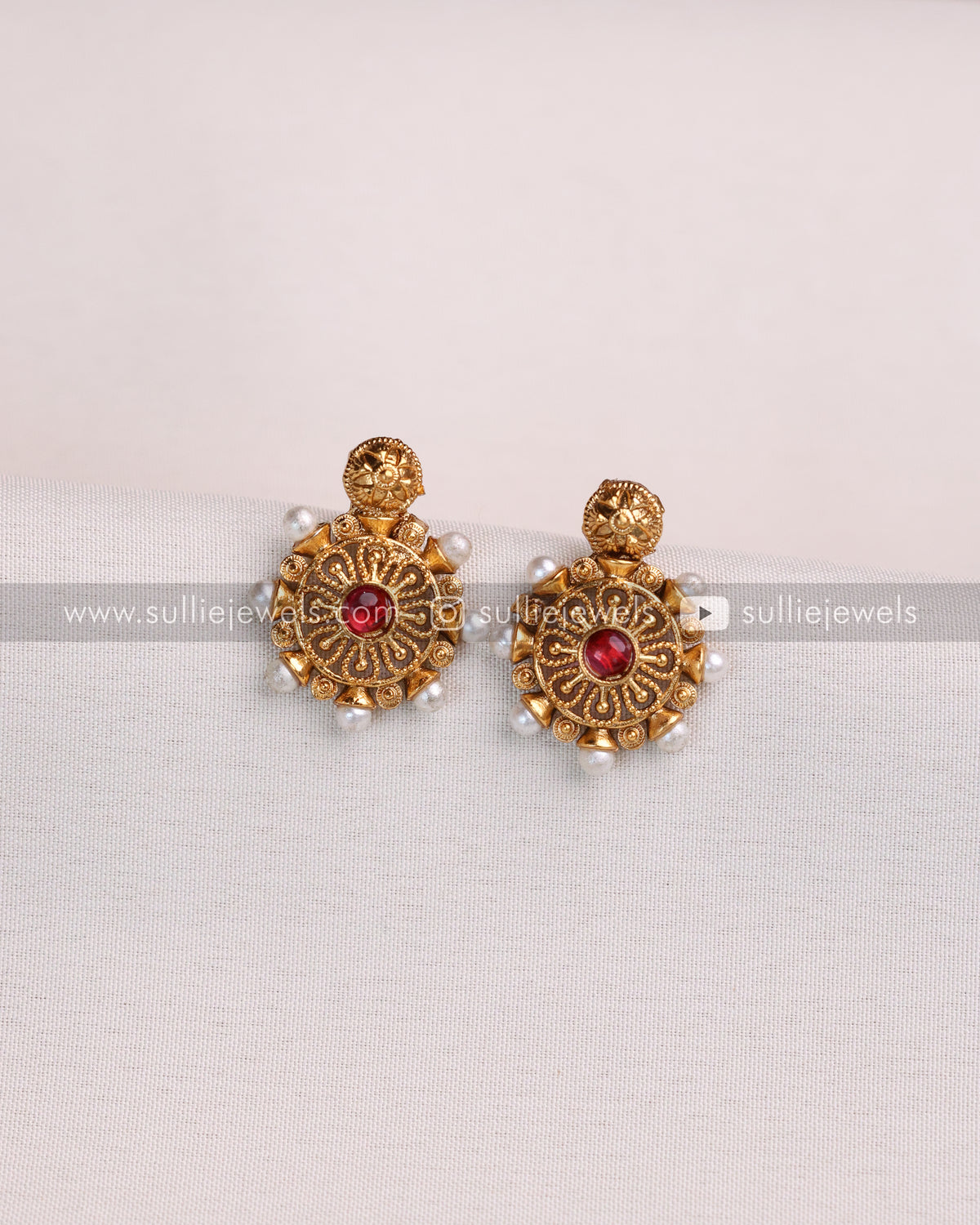 Multi Stone Floral Gold Necklace with Earring