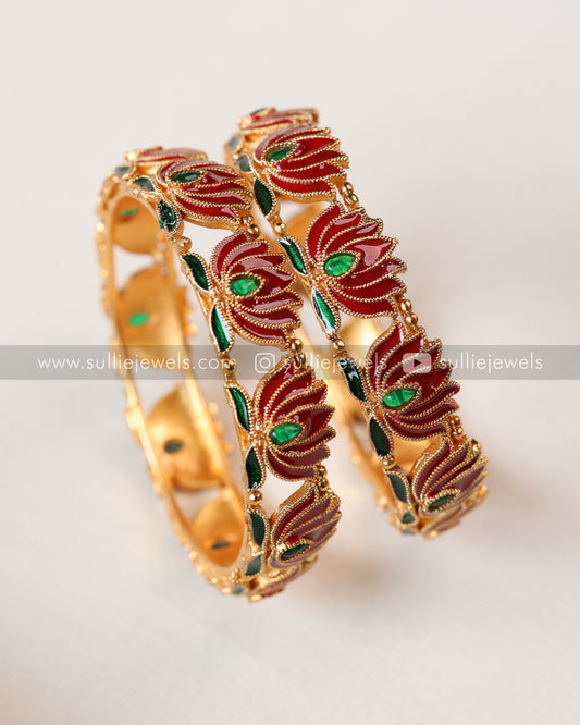 Lotus Flower Bangle - Set of 2