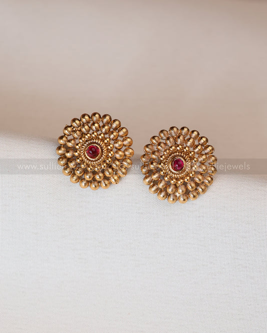 Sullie Basic - Ruby Stone Floral Necklace with Stud