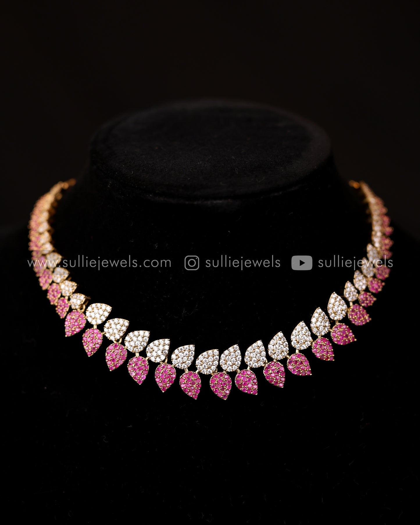 Premium Diamond Leaf Necklace with earrings