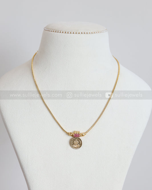 3931 - Gold Plated Mangalsutra Single Coin Pendant Chain