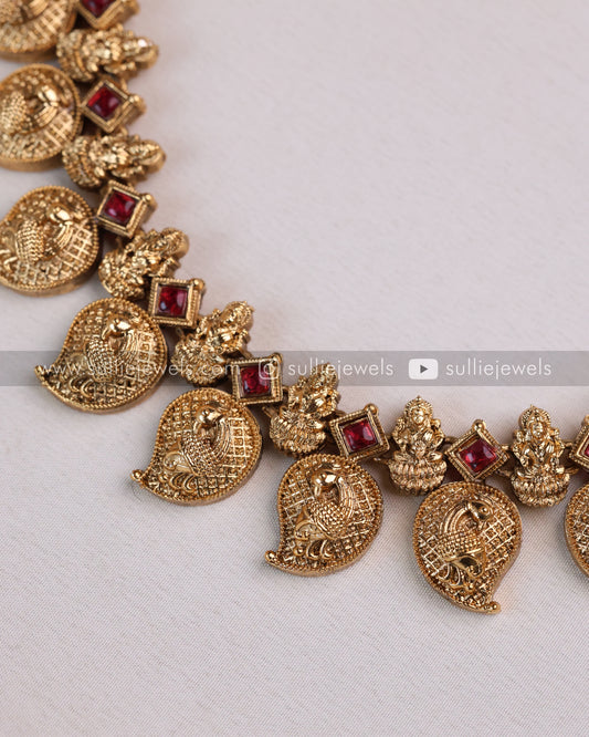 Sullie Basic - Gold Mango Ruby Necklace with Stud