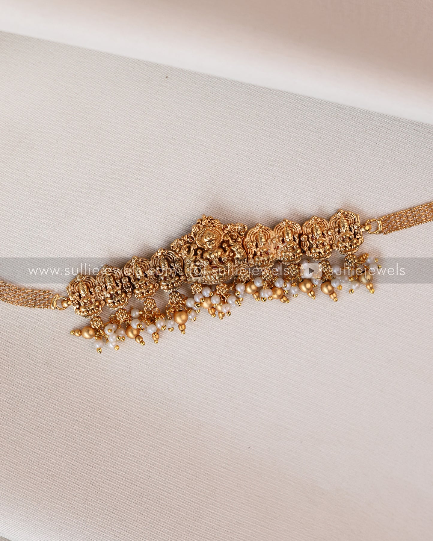 Sullie Basic - Goddess Pearl Gold Choker with Jhumka
