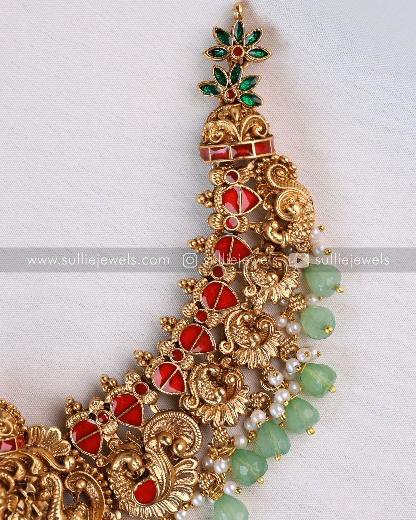 Sullie Basic - Ganesh Mint Beads Necklace with Earring