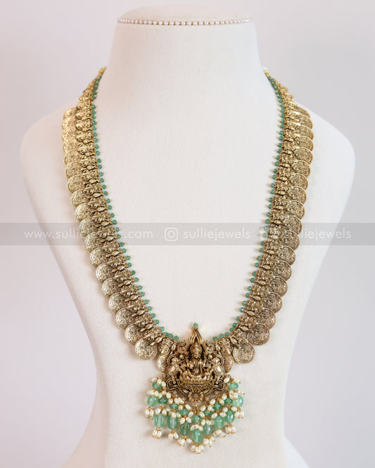 7147 - Goddess Premium Coin Longchain with Earrings - Mint Beads