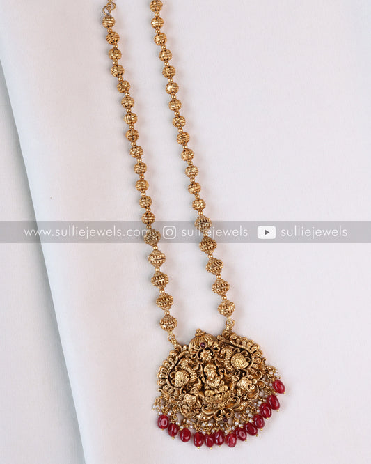 Sullie Basic - Heavy Goddess Ruby Beads Pendant with Jhumka