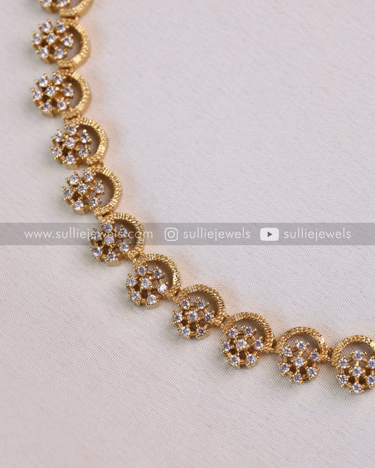 Diamond Flower Design Necklace with Stud