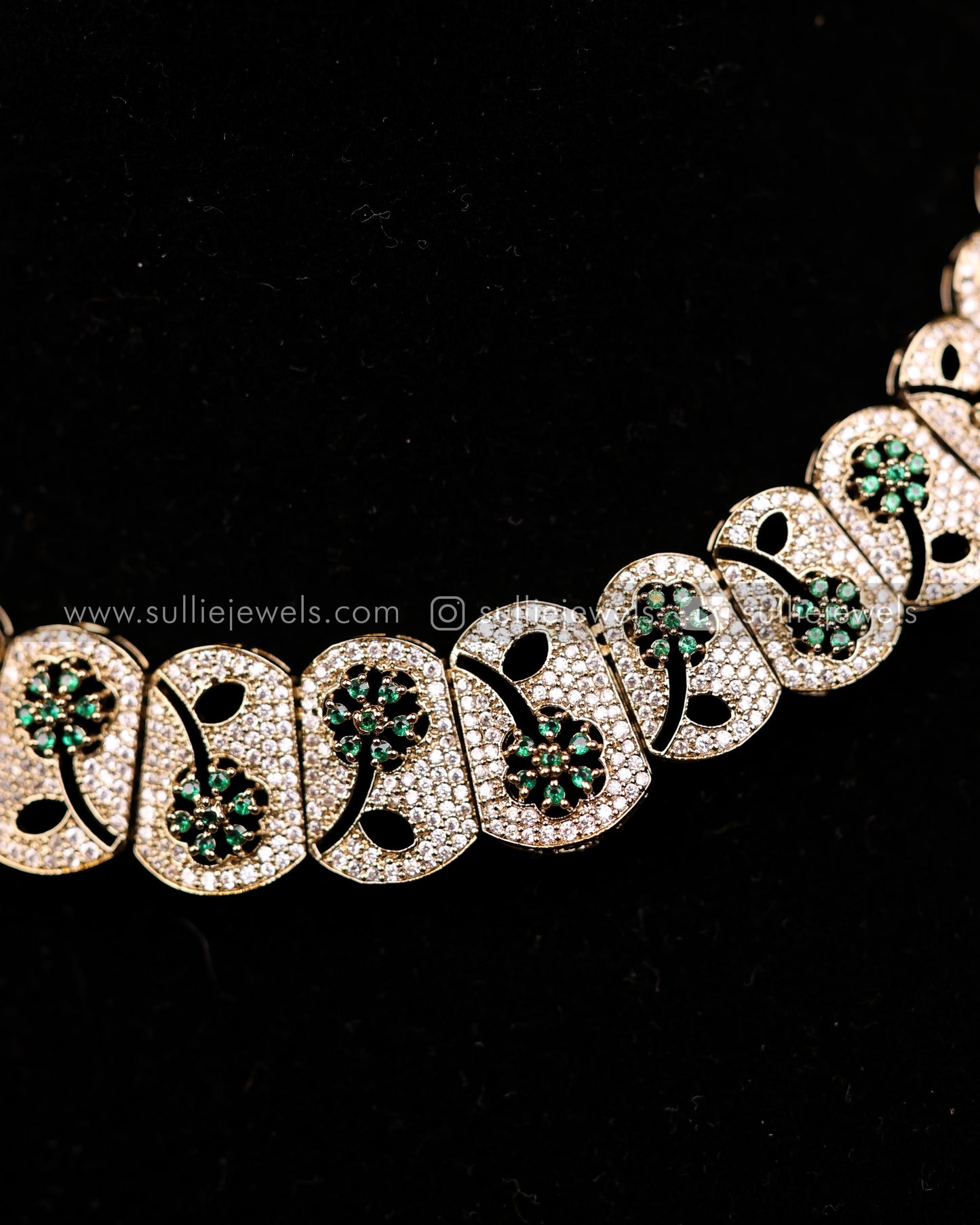 Intricate Floral AD Necklace Set - 4 colours