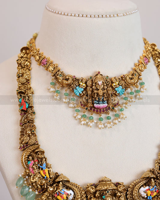 Premium Meenakari Venkateshwara Lakshmi & Lord Krishna Bridal Combo ( 3 piece )