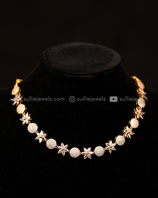Diamond Flower Necklace Set - 3 colours