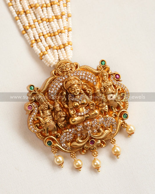 Lakshmi Gold & Pearl Necklace with Earring