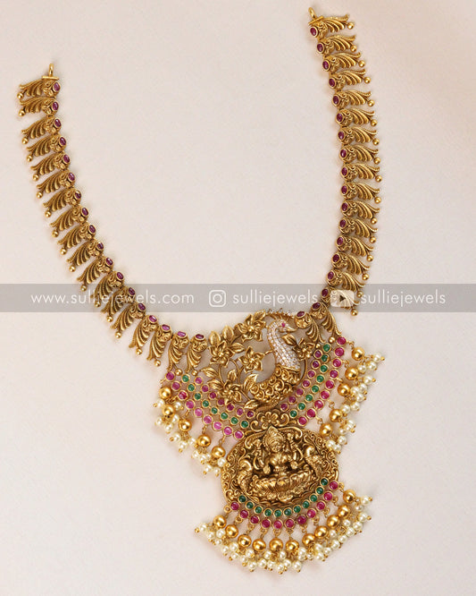 Lakshmi & Peacock AD Necklace with Earring