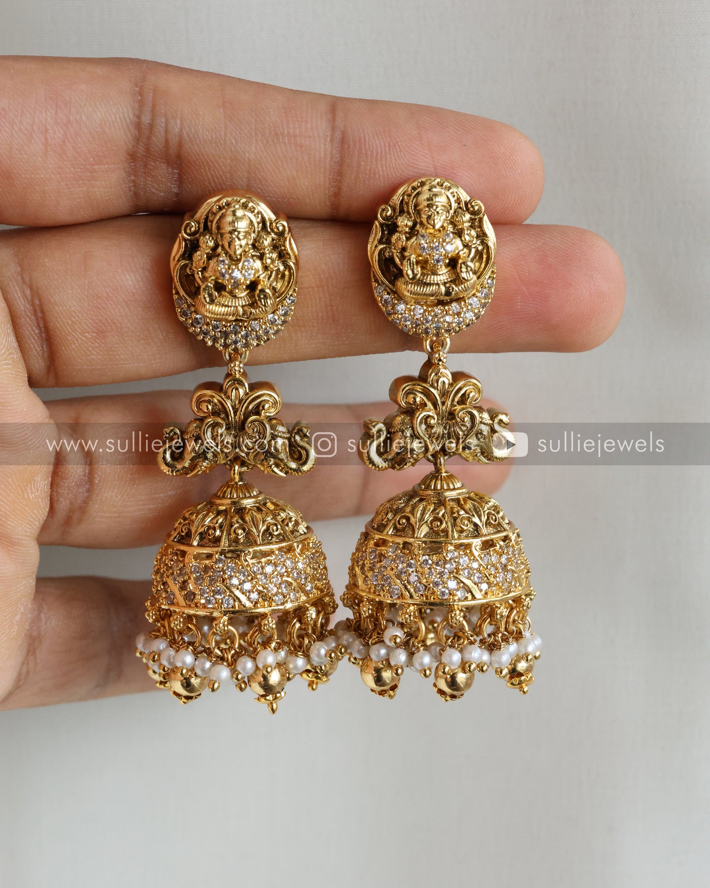 Lakshmi Premium Stonework Necklace with Jhumka