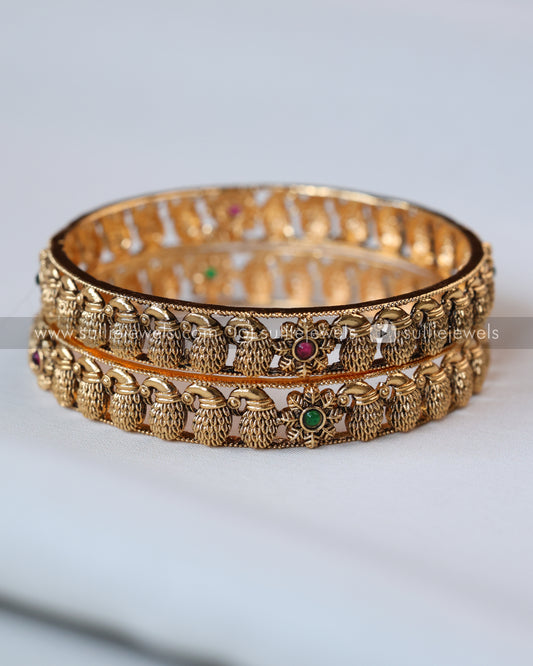 Sullie Basic - Antique No Idol Peacock Bangle - Set of 2