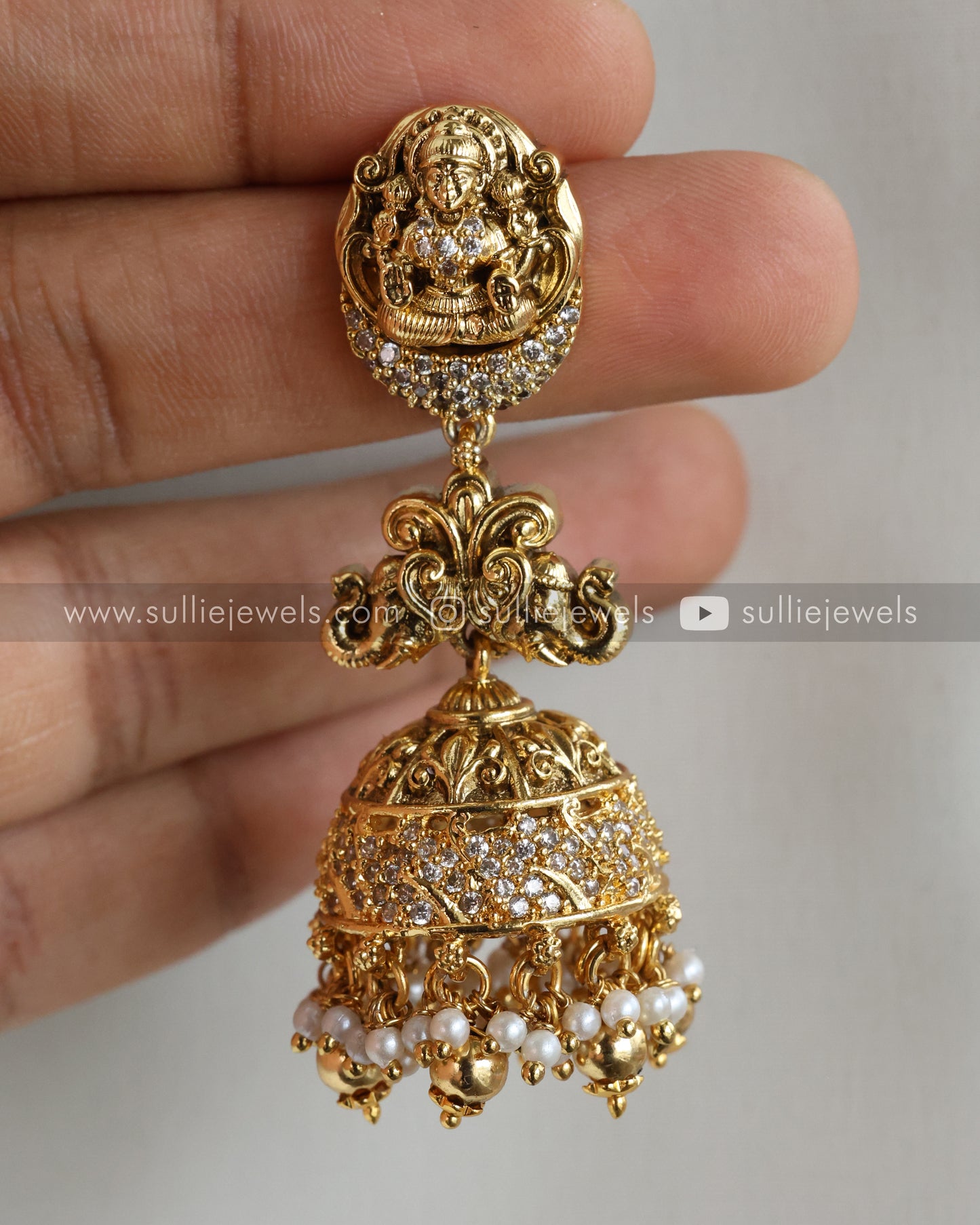 Lakshmi Premium Stonework Necklace with Jhumka