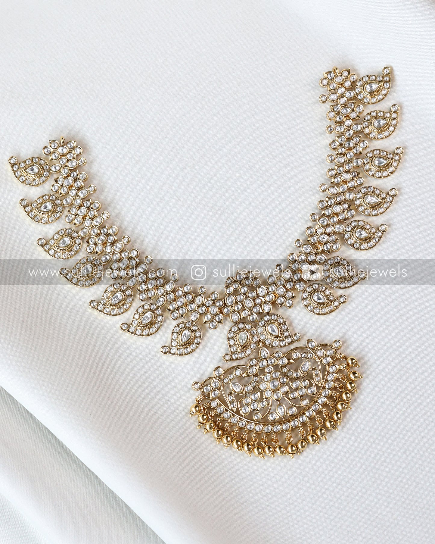 White Kemp Premium Necklace with Jhumka