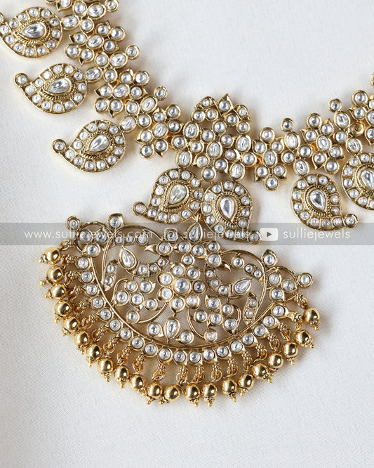 White Kemp Premium Necklace with Jhumka