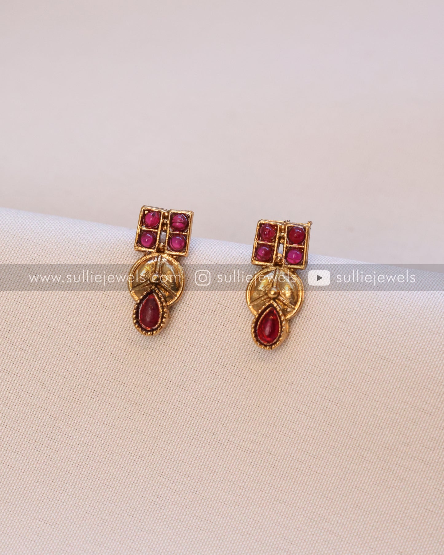 Red Stone Necklace with Stud