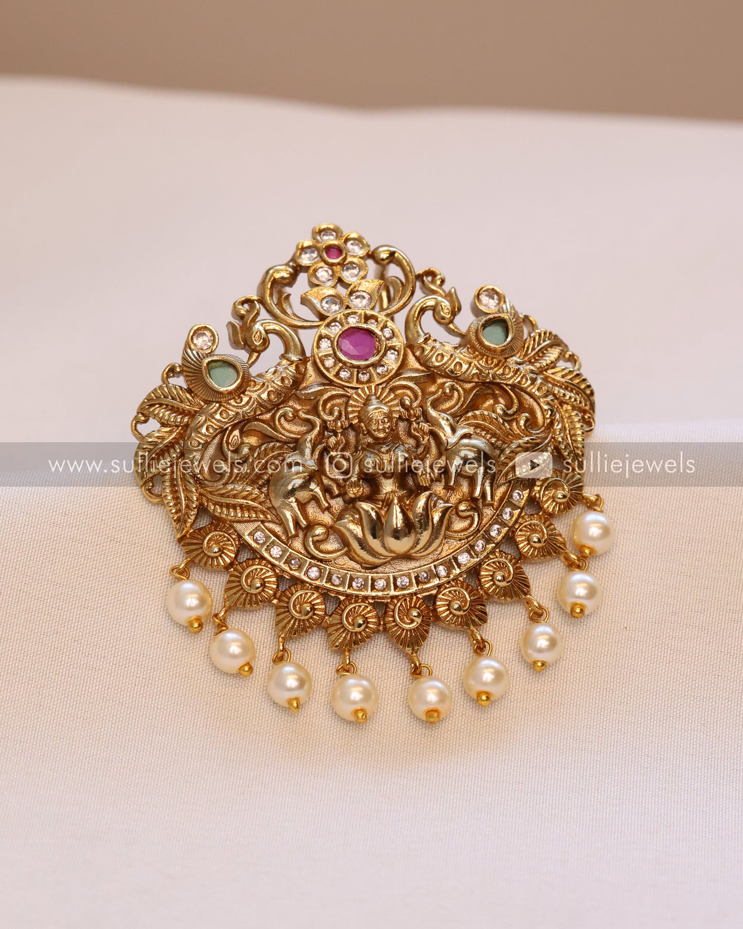 Lakshmi AD Hair Brooch with Pearl drops